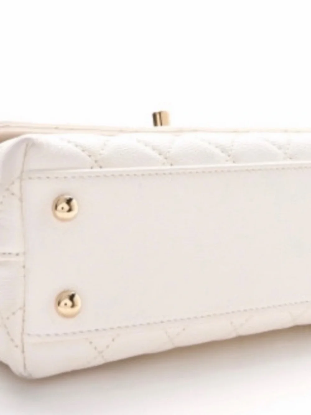 CHANEL White Quilted Mini Top-Handle Bag